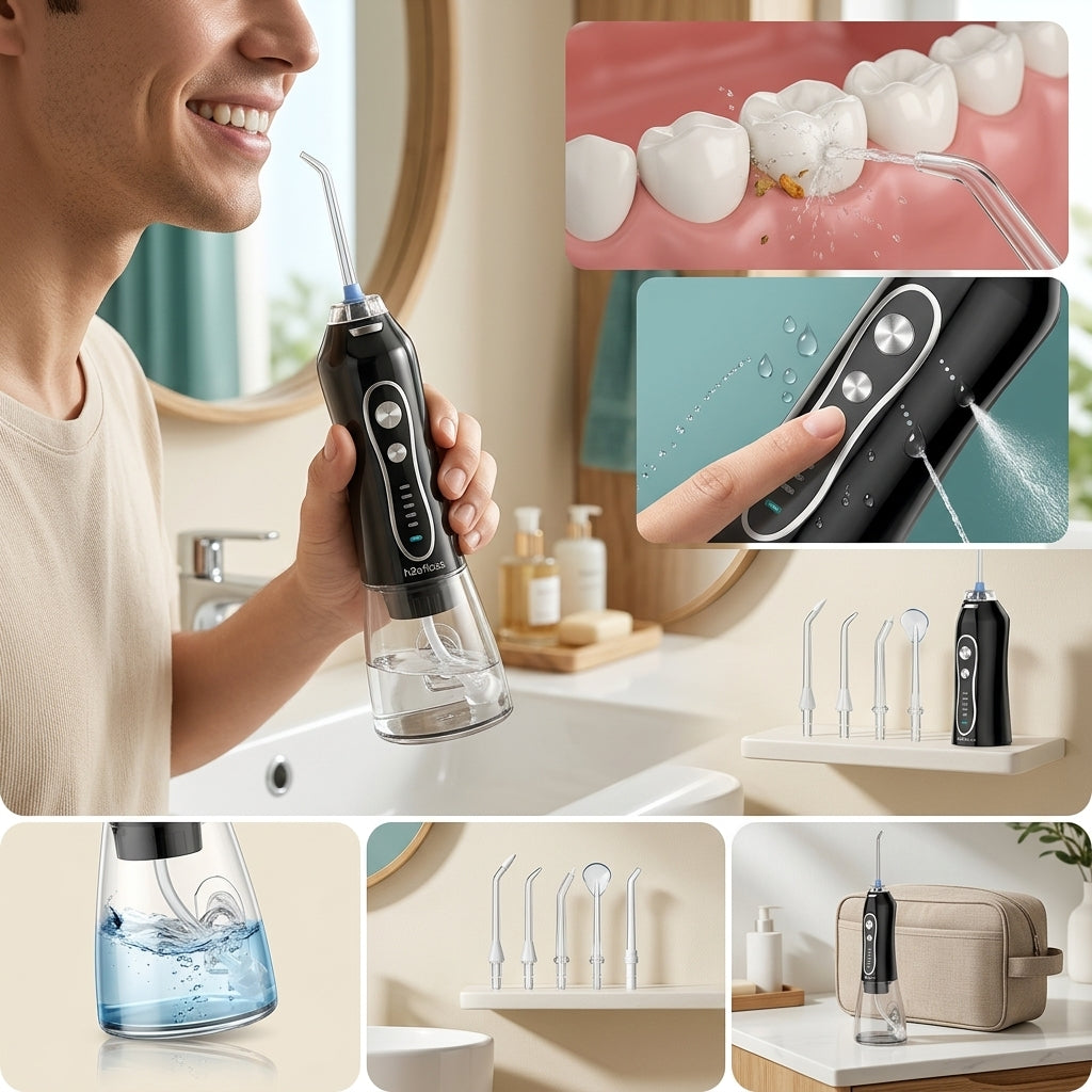 Rechargeable Cordless Water Flosser for Teeth - Portable Oral Irrigator, 5 Modes